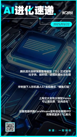 AI进化速递丨腾讯混元自研深度思考模型「T1」正式发布腾讯混元自研深度思考模型「T1」正式发布；宇树旗下人形机器人G1实拍展示“鲤鱼打挺”；上海交大发布大模型Venus，可让蛋白质“定向进化”。  0 10分钟前