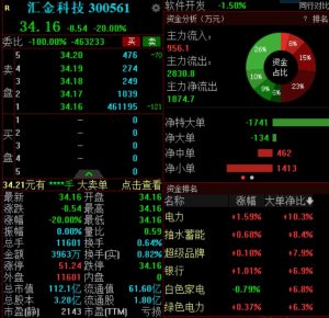 恐被实施退市风险警示，汇金科技超46万手封死跌停跌停板上封单超46万手。  0 4小时前